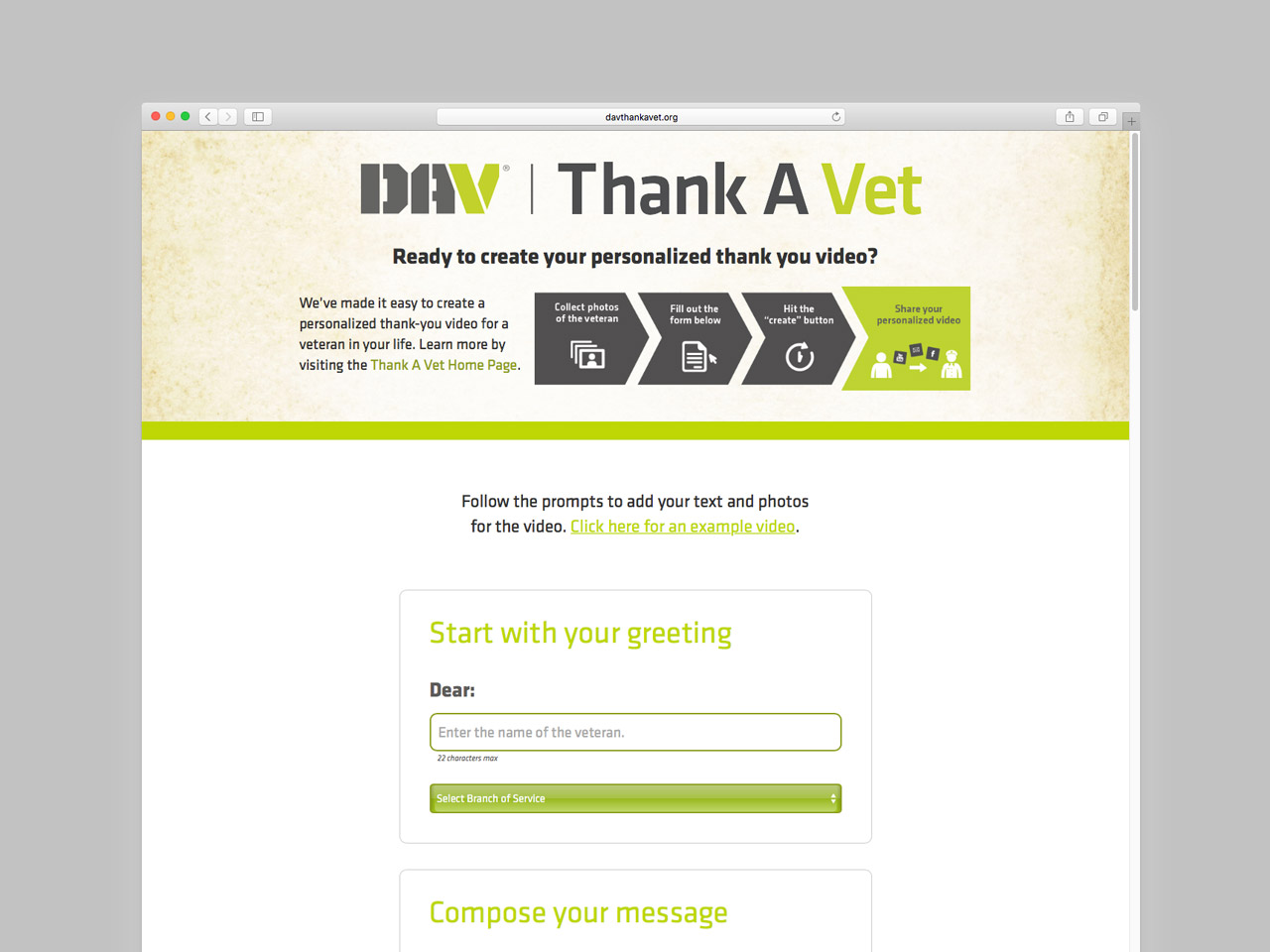 DAV Thank A Vet Video Creation App