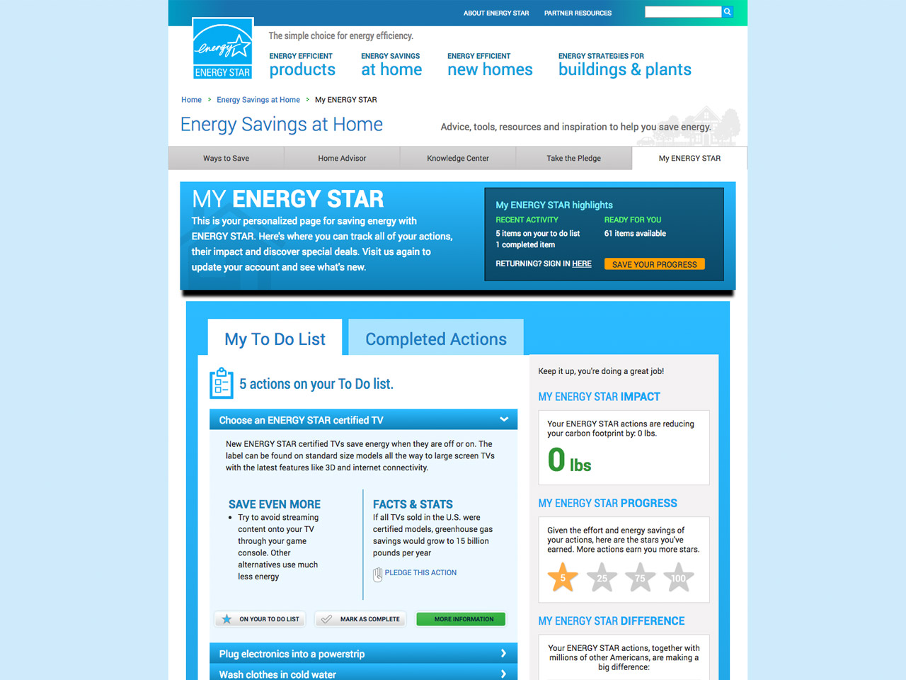 UX Strategy and Design of My ENERGY STAR dashboard